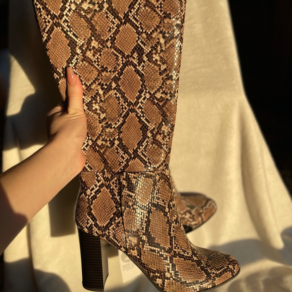 Knee High Faux Alligator Boots